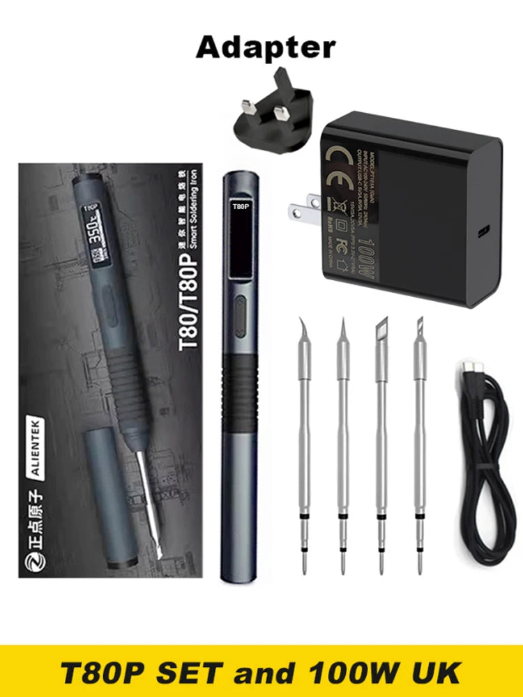ALIENTEK T80P Soldering Iron Electric 100W Adjustable Digital Display Automatic Sleep PCB Precision Soldering Iron Repair Tool