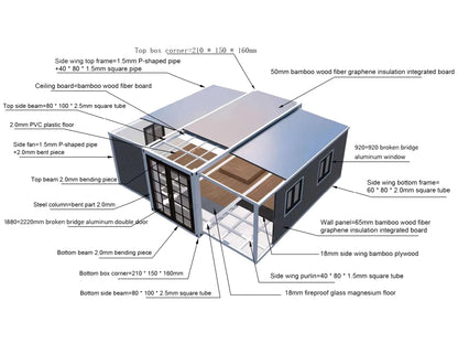 Customize Foldable Modular Expandable Container House 20ft 2 Bedrooms Bathroom Terrace with Roof Foldable House Collapsible Home