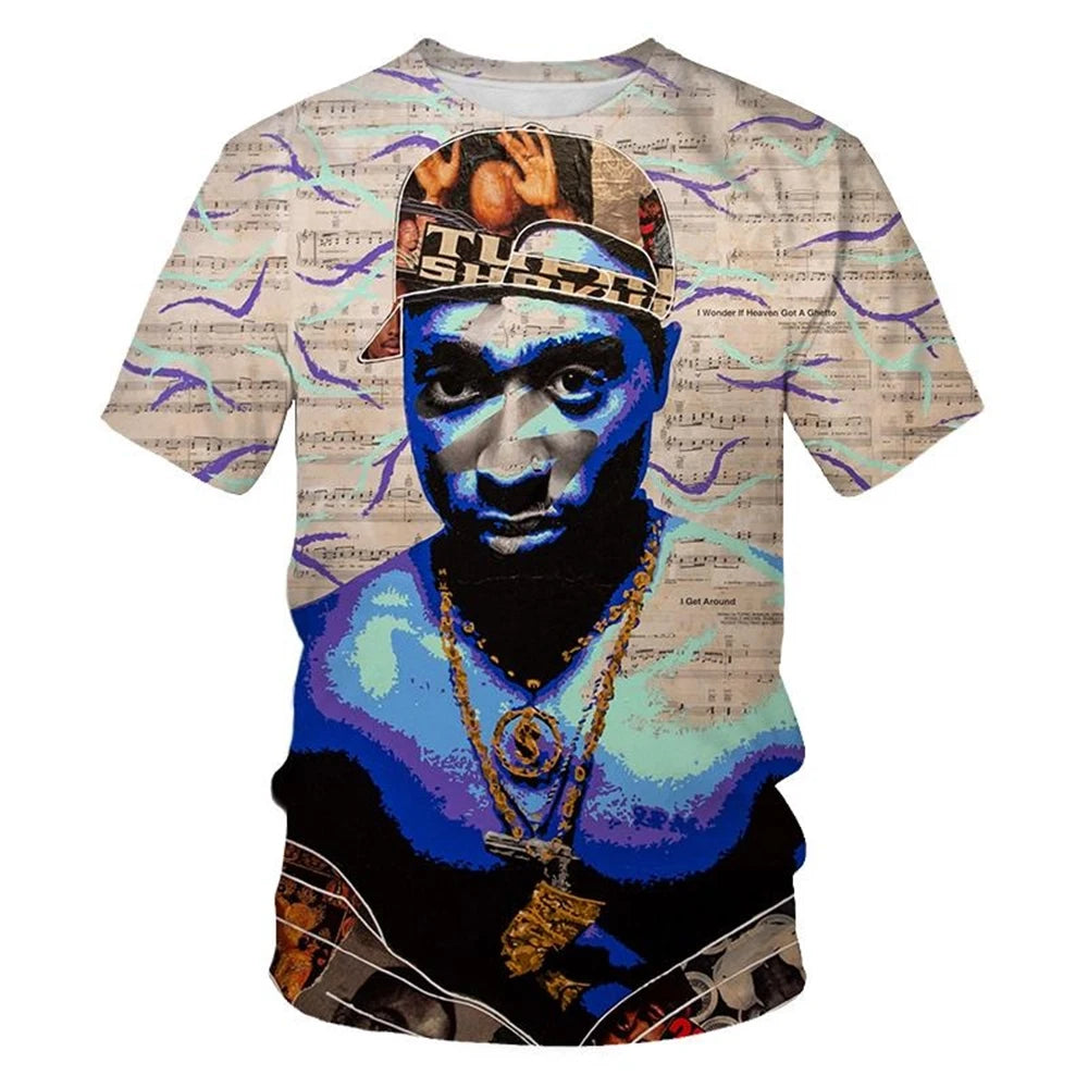 Summer fashion personality 3D printed hip-hop artist's cool trendy street rock T-shirt