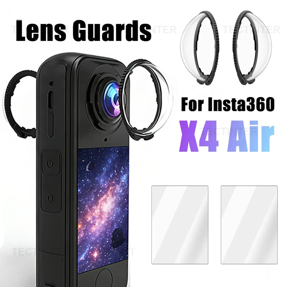 PC Lens Guard Cap Cover For Insta360 X4 Air Screen Protector Tempered Glass Film Protective Kit 360°Video Camera Accessories