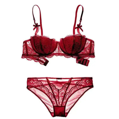 French Lace Half-Cup Bra Ultra-Thin Compact Small Bras  Kawaii Lingerie Sexy Push Up Japanese Style Minimalist Design for Women