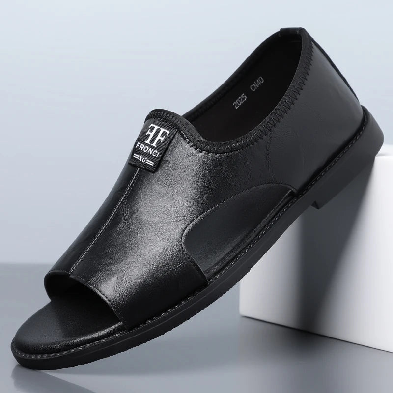Men's Summer Comfort Casual Soft Sole Anti-Slip Roman Sandals Breathable Outdoor Slip-On Beach Shoes-HT2025