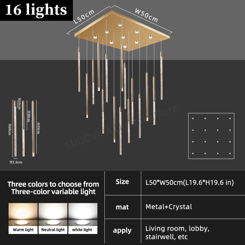 Hotel lobby LED Chandelier Luxury Villa hall Living room Crystal Chandeliers Customable High Ceilings Chandelier