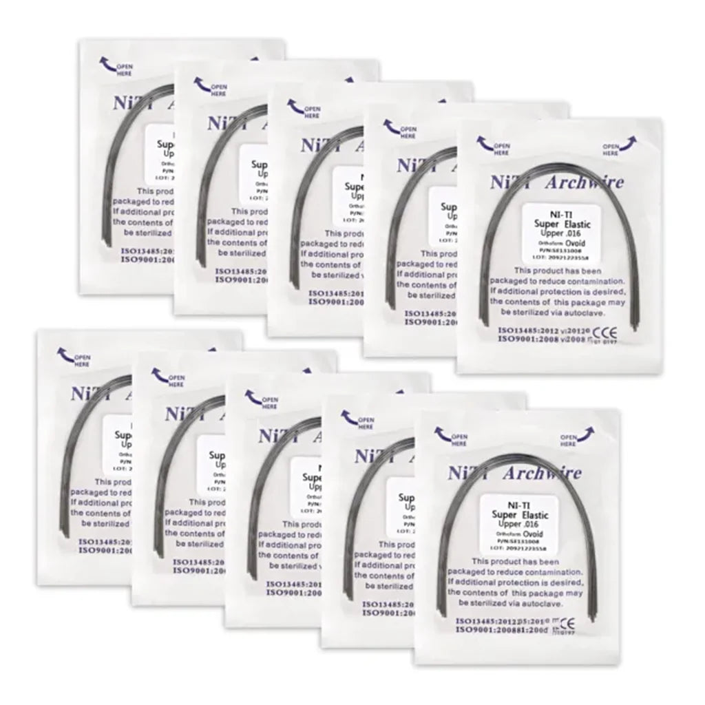 100Pcs/10Packs Dental Orthodontic Ovoid Form Archwires Niti Super Elastic Round Rectangular Wire 012/014/016/018/16X16/16X22