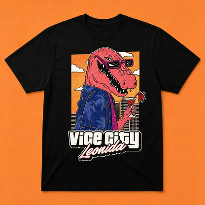 Jason Vice City Leonida Alligator Printed 2026 New T-shirt 100%Cotton Men's Women's Popular Streetwear Casual Tshirt Casual Tops