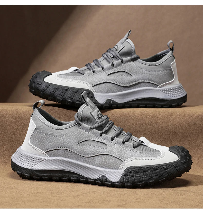 Men's Beige Breathable Sports Board Shoes Autumn 2026 Fashionable Versatile Thick Sole Canvas Lace-Up Casual Running Shoes