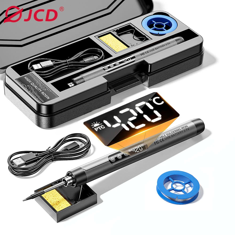 USB Electric Soldering Iron Kit 8W Mini Portable Professional Pen LED Smart 1000mAh Iron Rapid Heating DIY Welding Solder Tools
