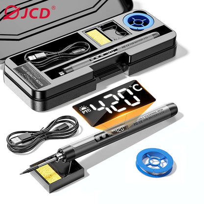 USB Electric Soldering Iron Kit 8W Mini Portable Professional Pen LED Smart 1000mAh Iron Rapid Heating DIY Welding Solder Tools
