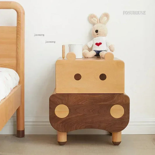 Solid Wood household Kindergarten Children's Bedside Table Apartment Dormitory Storage Cabinet Modern Kids Bedroom Nightstan
