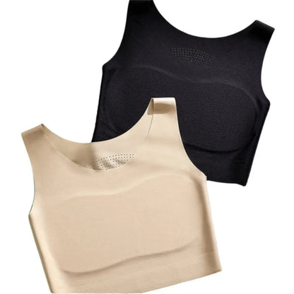 S/M/L/XL/XXL Chest Binding Underwear Ice Silk Material U Neck Design Liquid Foundation Bra Backless Style Soft Steel Ring