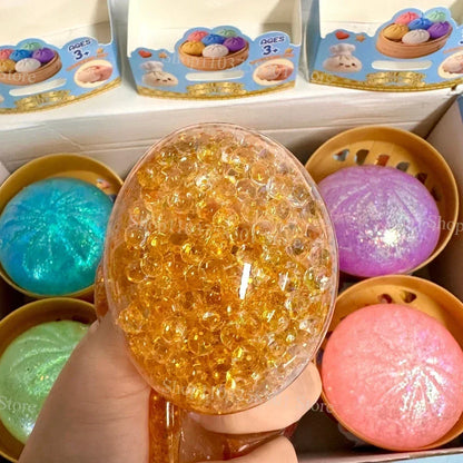 Colorful Dumpling Squishes Stress Balls Fidget Sensory Toys Simulation Food Squishies Bun with Steamer Squeeze Dough Ball Gifts