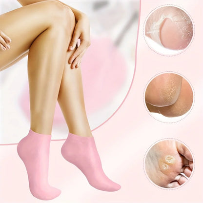 1 para silikonowych żelowych skarpet nawilżających na suche, popękane stopy - Kojące narzędzie do pielęgnacji pedicure z masażem