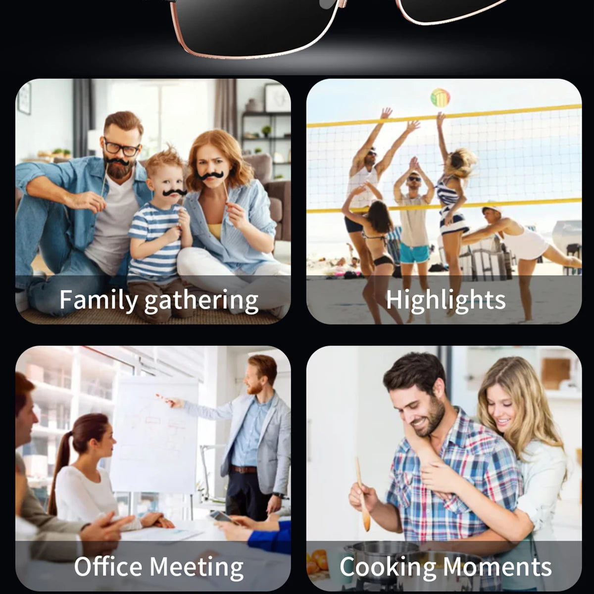 Okulary AI Smart Camera HD Tłumaczenie w Czasie Rzeczywistym Bezprzewodowe Bluetooth Połączenia Dotykowe Sportowe dla Mężczyzn Muzyczne Okulary z Tłumaczem Języka