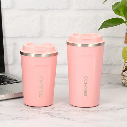 Thermo Cafe Coffee Mug - 380/510ML Leak-Proof Travel & Car Thermos, Double Stainless Steel for Tea, Water, Coffee