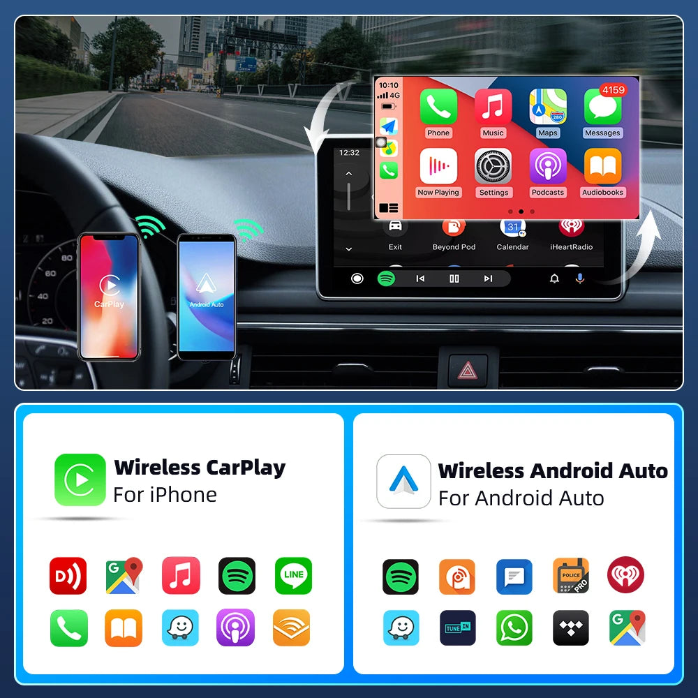 Wireless 2 in1 CarPlay Adapter for Apple iPhone Android Wired to Wireless Carplay AI Box USB Type C Connection Auto Car Dongle