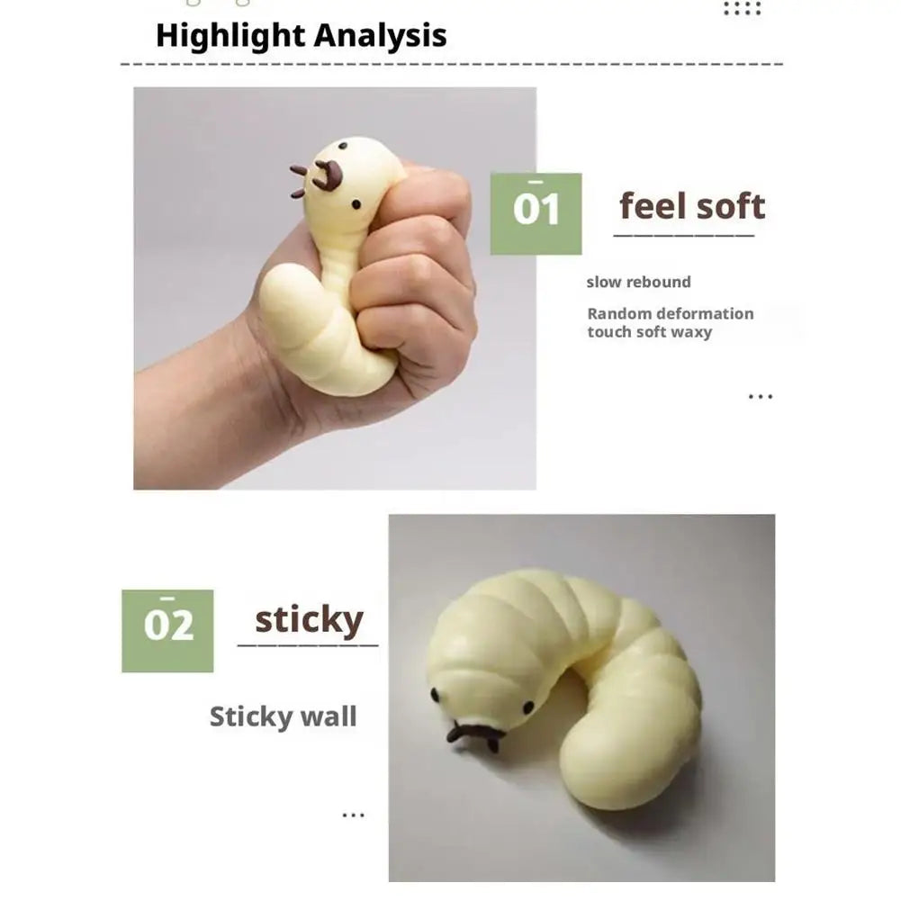 Squish Caterpillar Toy Soft Caterpillar Stretch Cute Sensory AntiStress Decompression Toys Soybean Bug Pinching Fun Toy