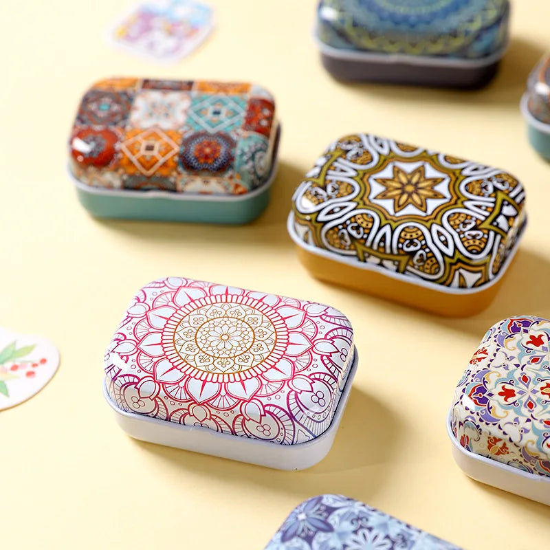 1/3/6PCS Flip Cover Tin Box Mini Rectangular Iron Box Decorative Box Portable Small Storage Cans Candy Pills PaperClip CuteStyle