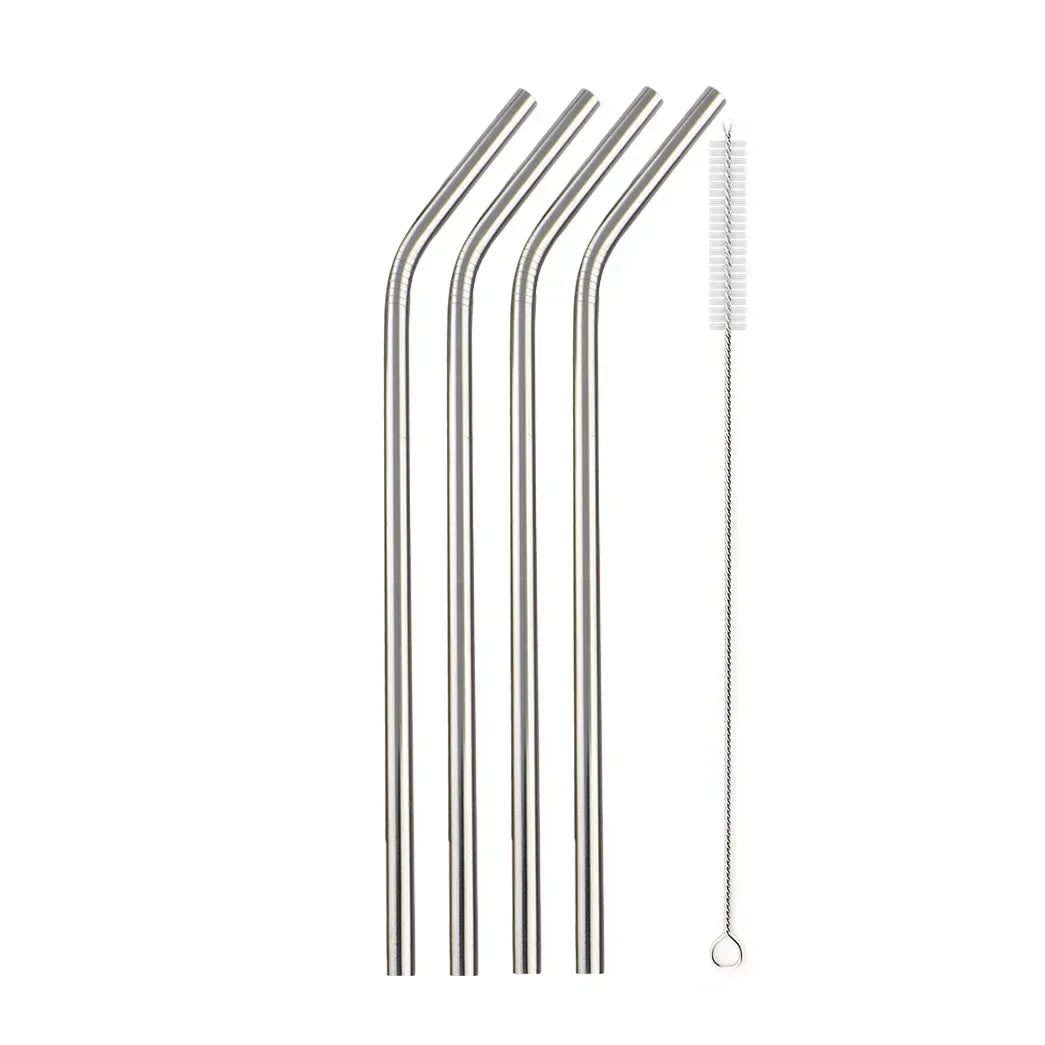 5/10Pcs Reusable Drinking Straw 304 Stainless Steel Straws Straight Bent Metal Straw with Cleaner Brush Pouch Wholesale