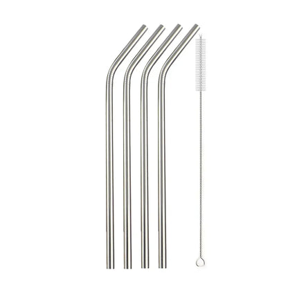 5/10Pcs Reusable Drinking Straw 304 Stainless Steel Straws Straight Bent Metal Straw with Cleaner Brush Pouch Wholesale