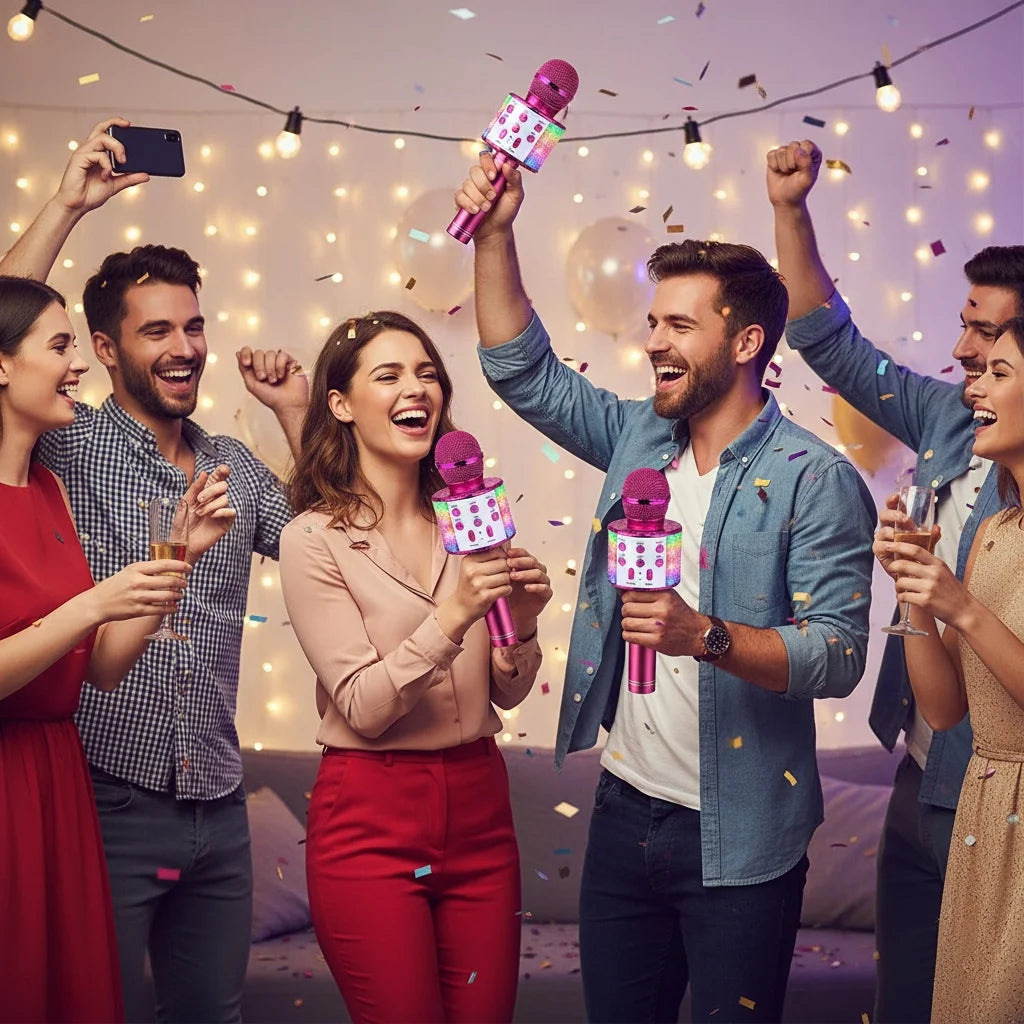 Karaoke Microphone for Kids & Adults - Bluetooth Microphones Singing Mic with Disco Lights, Portable Karaoke Player for Gifts
