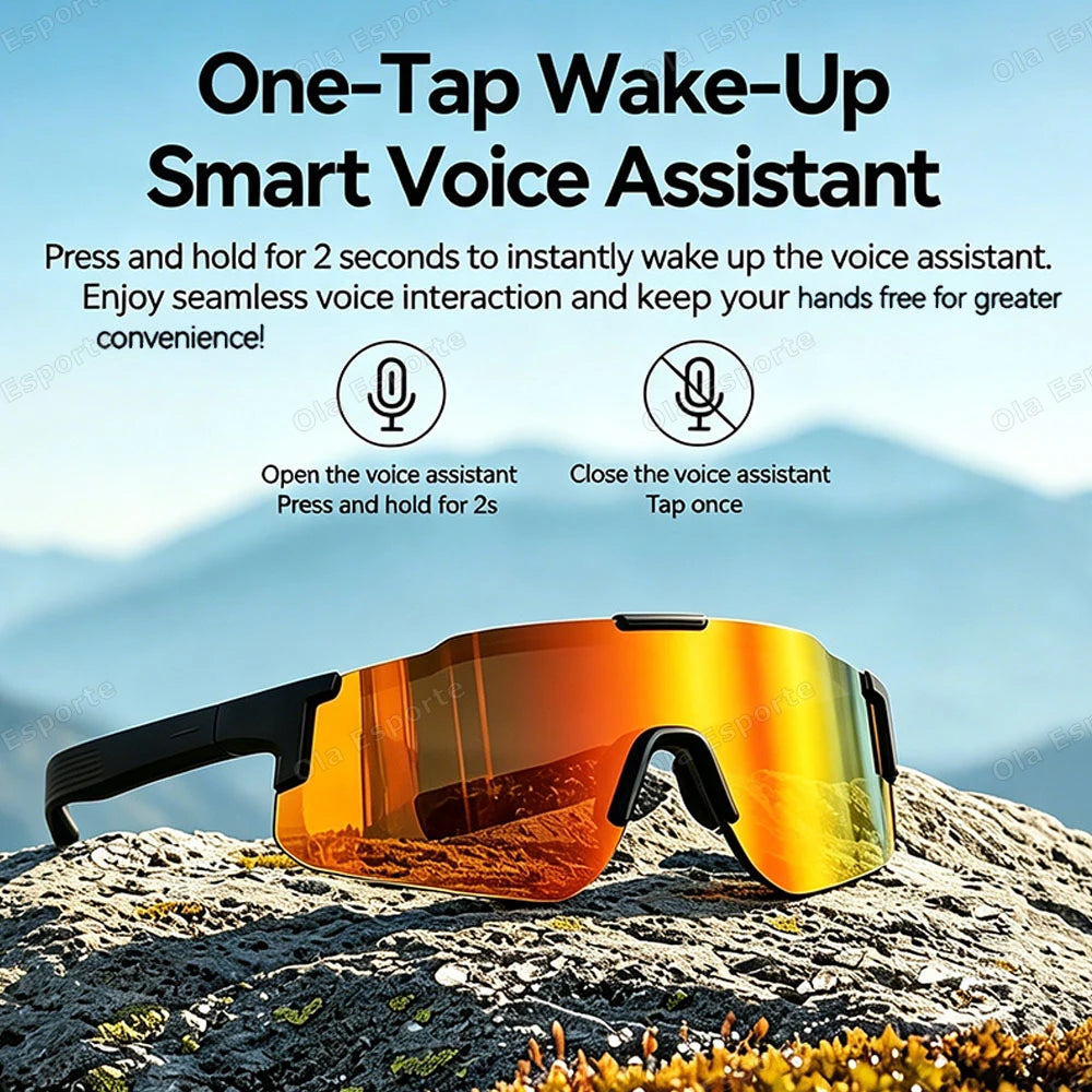 Smart Cycling Glasses Men Bluetooth UV400 Polarized Sunglasses Man AI Voice Intelligent Headphones Call Music Play Camera Remote