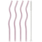 4pcs 200*8mm Glass Straws Wavy Colorful Drinking Straw Set with Brush High Borosilicate Glass Straw Kitchen Party Bar Drinkware