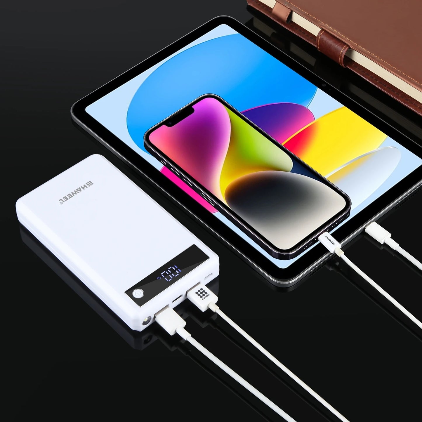 HAWEEL DIY 6 x 18650 Battery 24W Fast Charge Power Bank Box Case with Display, Not Include Battery
