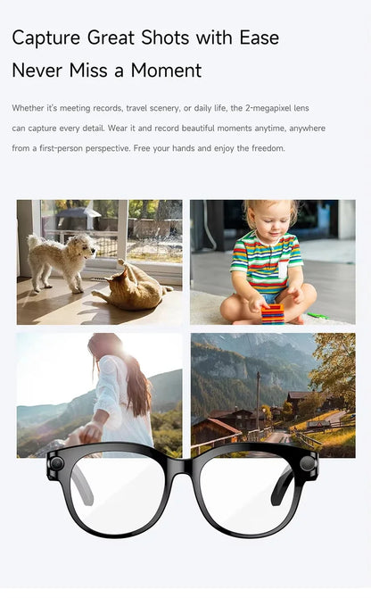 Lenovo AI Smart Sunglasses 8K HD 1600W Dual Camera Real Time Translation Bluetooth Calling Audio Video Music Playback Glasses