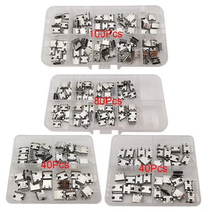 40/80/100Pcs Mix 2Pin 6Pin 16Pin Type C USB Charging Dock Connectors Type-C PCB DIY Repair Kits USB-C Digital Product For Phone