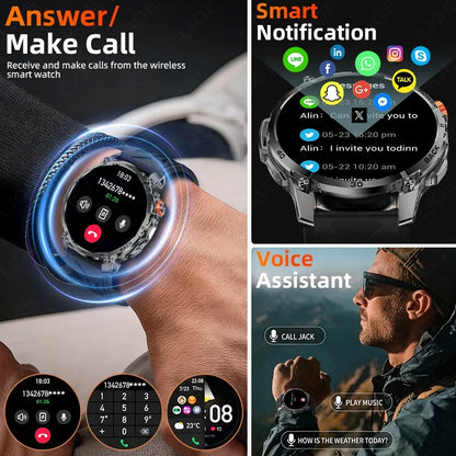 T-Rex 3 Military 1000mAh Super Capacity Battery Men Smart Watch 1.75" HD Screen Call 5ATM Waterproof Sport Smart Watches For Men