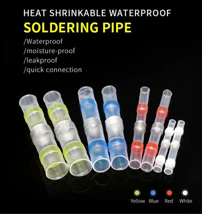 10 ~ 500pcs Solder Seal  Wire Connectors Kit Heat Shrink Butt Crimp Terminals Waterproof Electrical Cable Splice Connector