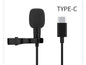 1.5M Cable 3.5mm Type-C Wired Lavalier Microphone Clip On Lapel Mic Noise Cancelling Plug and Play Mini Portable Mic for Android
