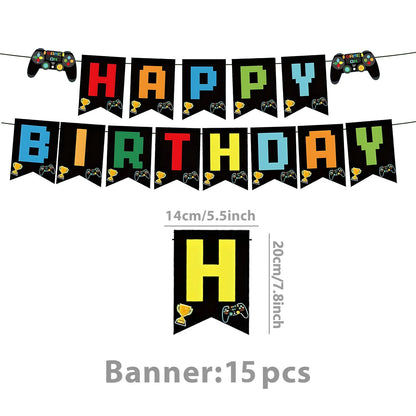 New Game Theme Birthday Party Supplies Decoration Paper Plates Cup Napkin Tablecloth Banner For Baby Shower Decor Supplies Gifts