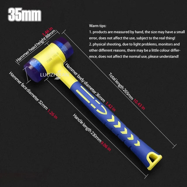 25-45mm Double-sided Rubber Mounting Hammer Detachable Hammerhead for Tile Flooring Door Window Crafts Jewelry Camping Hand Tool