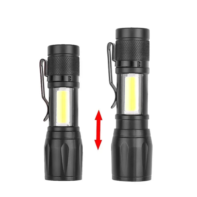 BALDR Mini Rechargeable LED Flashlight COB+XPE Portable Torch Zoomable Light Tactical Flashlight outdoor Camping Fishing Lantern