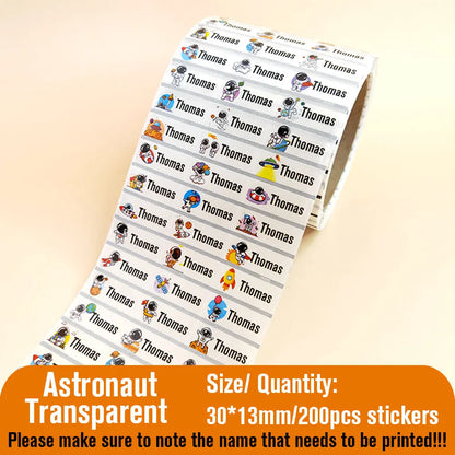 200Pcs Custom Waterproof Hebrew Name Stickers Personalized Children Hologram Label  Sticker With Students School Stationery Tag