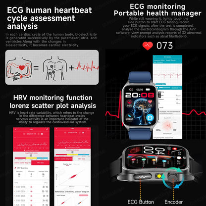 GUHUAVMI New Laser Therapy ECG+PPG Smart Watch Health Monitor Blood Lipids Uric Acid Heart Rate Tracking Monitoring Smartwatches