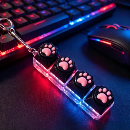 NEW LED Keyboard Keychain Fidget Toy Crystal Clicker Sensory Toy for Stress Relief Keyboard Keychain Fidget Gadget for Adults