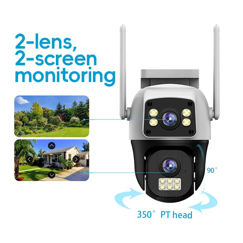 8MP 4G Camera Dual Lens Dual Screen Wireless WiFi Outdoor Surveillance Two-way Audio  Auto Tracking CCTV Cameras PTZ IP Cameras