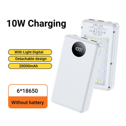 18650 Power Bank Battery Box 18650 Battery Cases Easy Carry Design For Daily Work 10W 6x18650 Power Bank Battery Storage Case