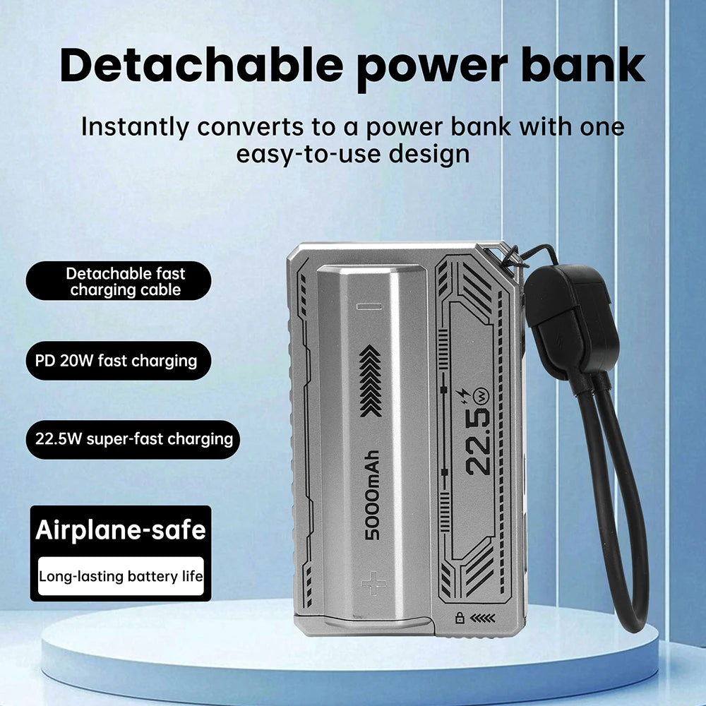 1 Section Welding Free 21700 Mobile Power Case PD 20W Fast Charging Built-In Cable Detachable Power Bank DIY Battery Box