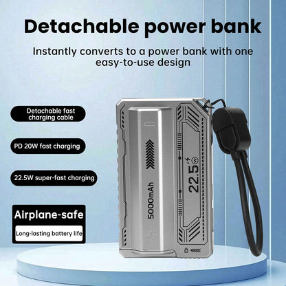 1 Section Welding Free 21700 Mobile Power Case PD 20W Fast Charging Built-In Cable Detachable Power Bank DIY Battery Box