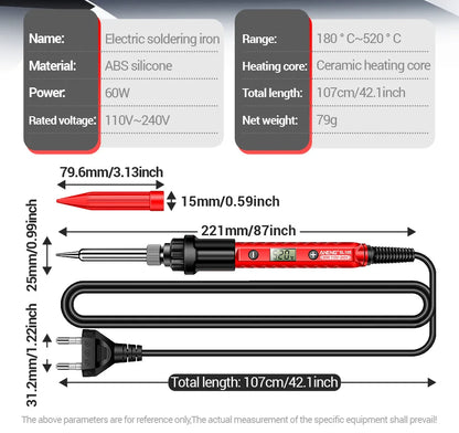 Digital Display Electric Soldering Iron ANENG SL105 Adjustable Temperature EU/220V US/110V Portable Kit Weld Solder Repair Tools