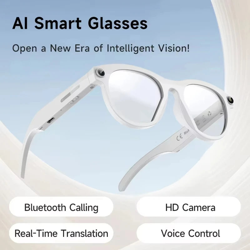 Lenovo NEW 8K 1600W HD AI Smart Glasses Camera Dual Real-time Translation Bluetooth Call Shoot Audio Video Music Play Sunglasses