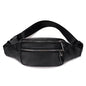 Men's Genuine Leather Chest Bag Double Zipper Cowhide Fanny Pack Casual Crossbody Sling Bag for Daily Commute & Travel