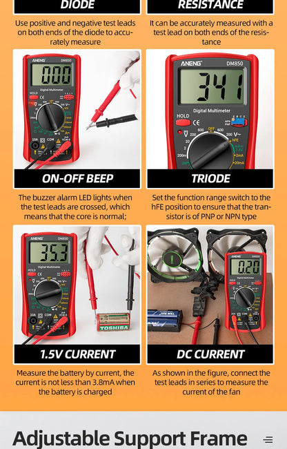 ANENG DM850 Automatic Digital Multimeter Professional Multimetro AC/DC Votage Tester 1999 Counts Ohm Ammeter Car Electric Tools