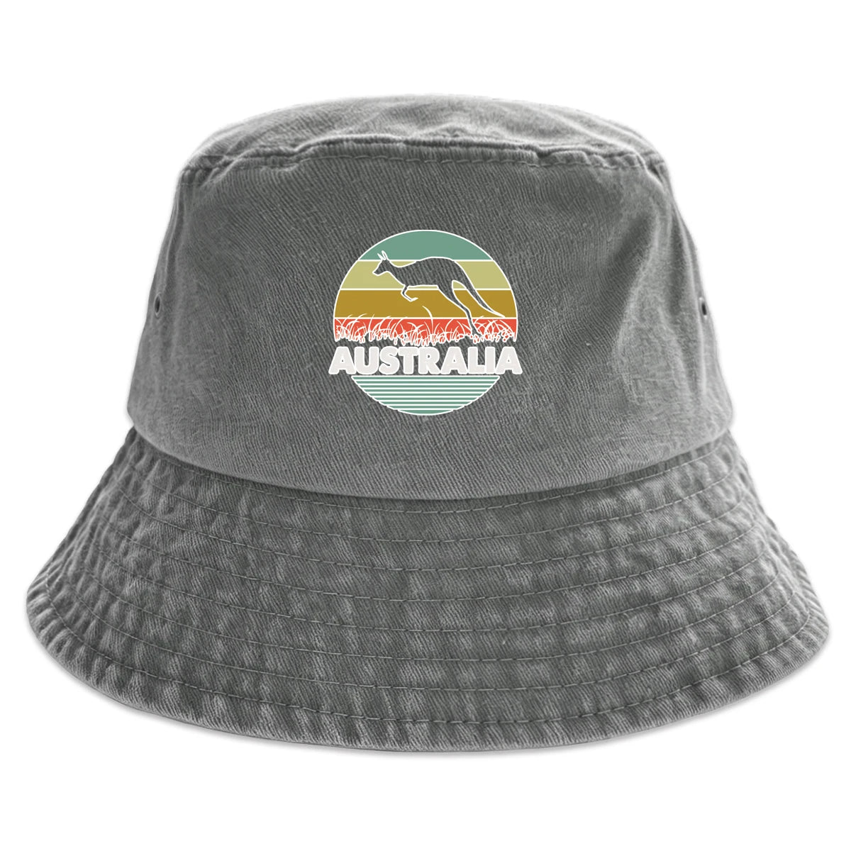 "AUSTRALIA" Kangaroo Printed Bucket Hat Trendy Simple Summer Hip Hop Fishing Hat For Gifts Unisex Outdoor Accessory Travel Hat