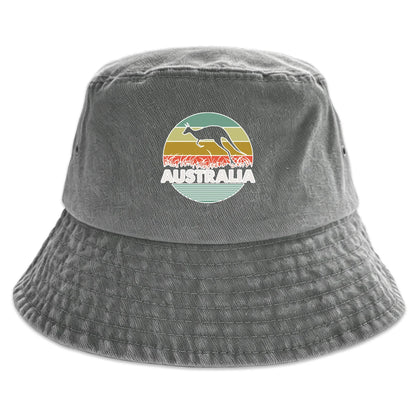 "AUSTRALIA" Kangaroo Printed Bucket Hat Trendy Simple Summer Hip Hop Fishing Hat For Gifts Unisex Outdoor Accessory Travel Hat