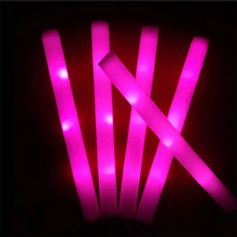 30/40/60/80/100/120Pcs RGB LED Glow Bulk Party Supplies Colorful Glow Sticks Foam Stick Cheer Tube Dark Light Birthday Wedding