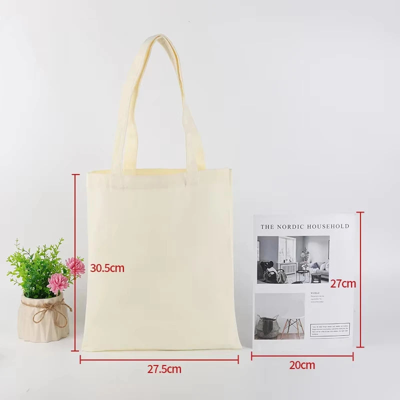 Wholesale 50pcs/Lot Reusable Canvas Tote Bags Custom Logo Shopping Bags Bulk Promotional Eco-Friendly Cotton Grocery Bags